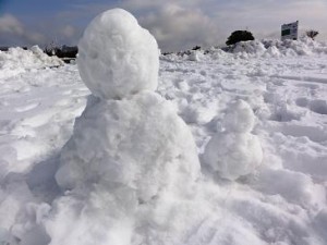 親子雪ダルマ